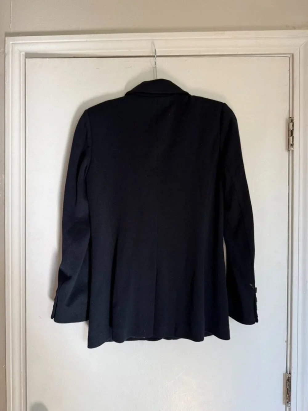 Tory Burch Beverly Knit Blazer Navy Wool Blend Riding Jacket Size S